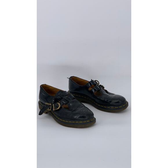 DR. MARTENS Women's Black Leather Perforated Slip-On Mary Jane Shoes SZ 7 - Picture 3 of 11